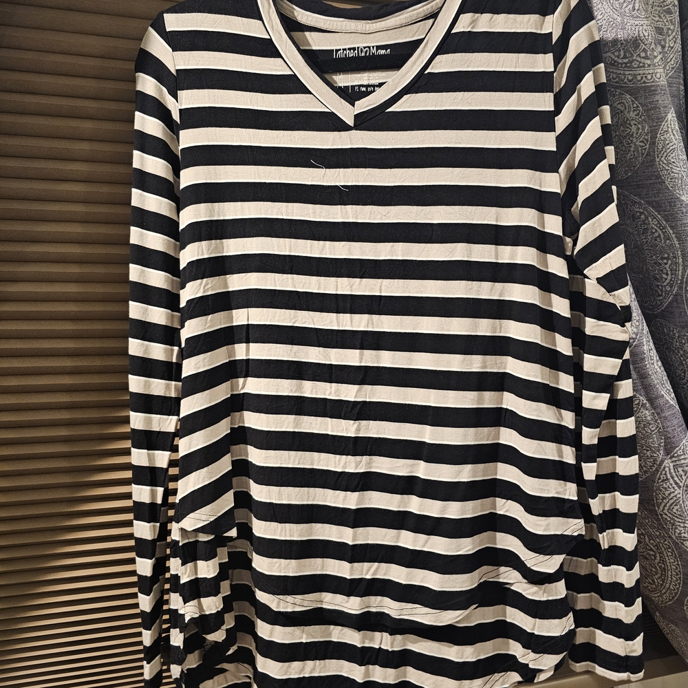Latched Mama Black and White Striped Long Sleeve Tee